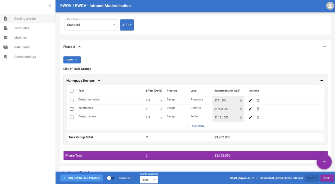 Costing Sheet App | Future Web App